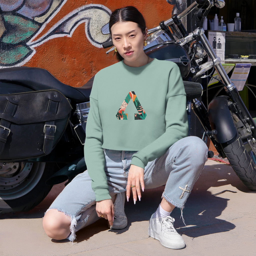 Floral Triangle Cropped Sweatshirt