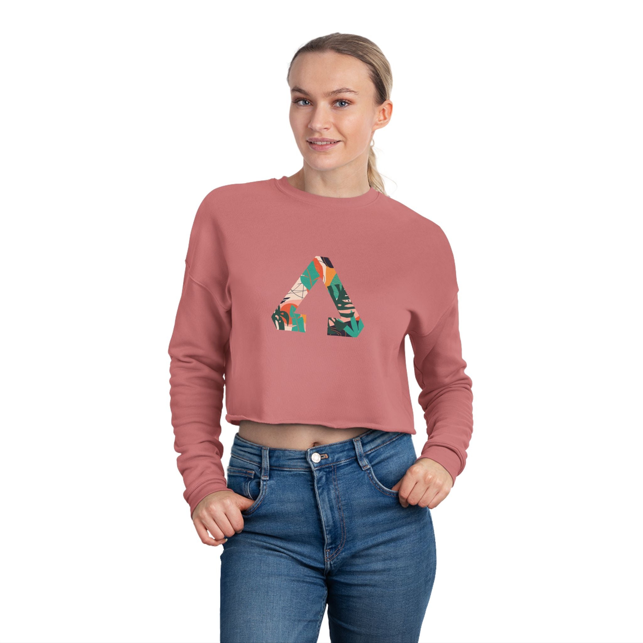 Floral Triangle Cropped Sweatshirt