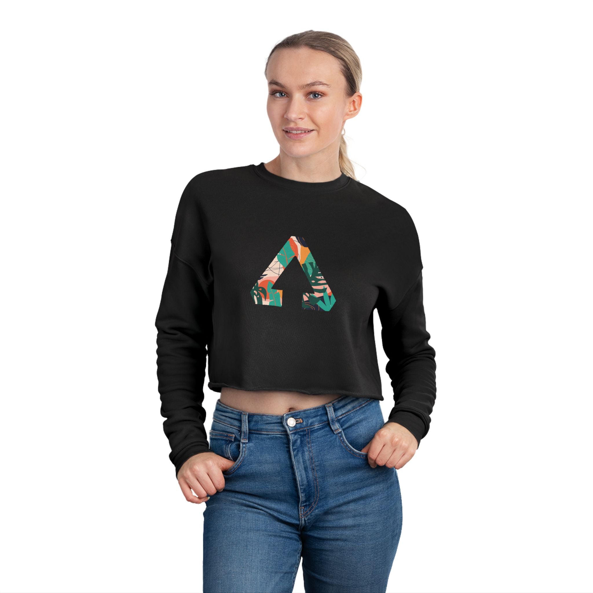 Floral Triangle Cropped Sweatshirt