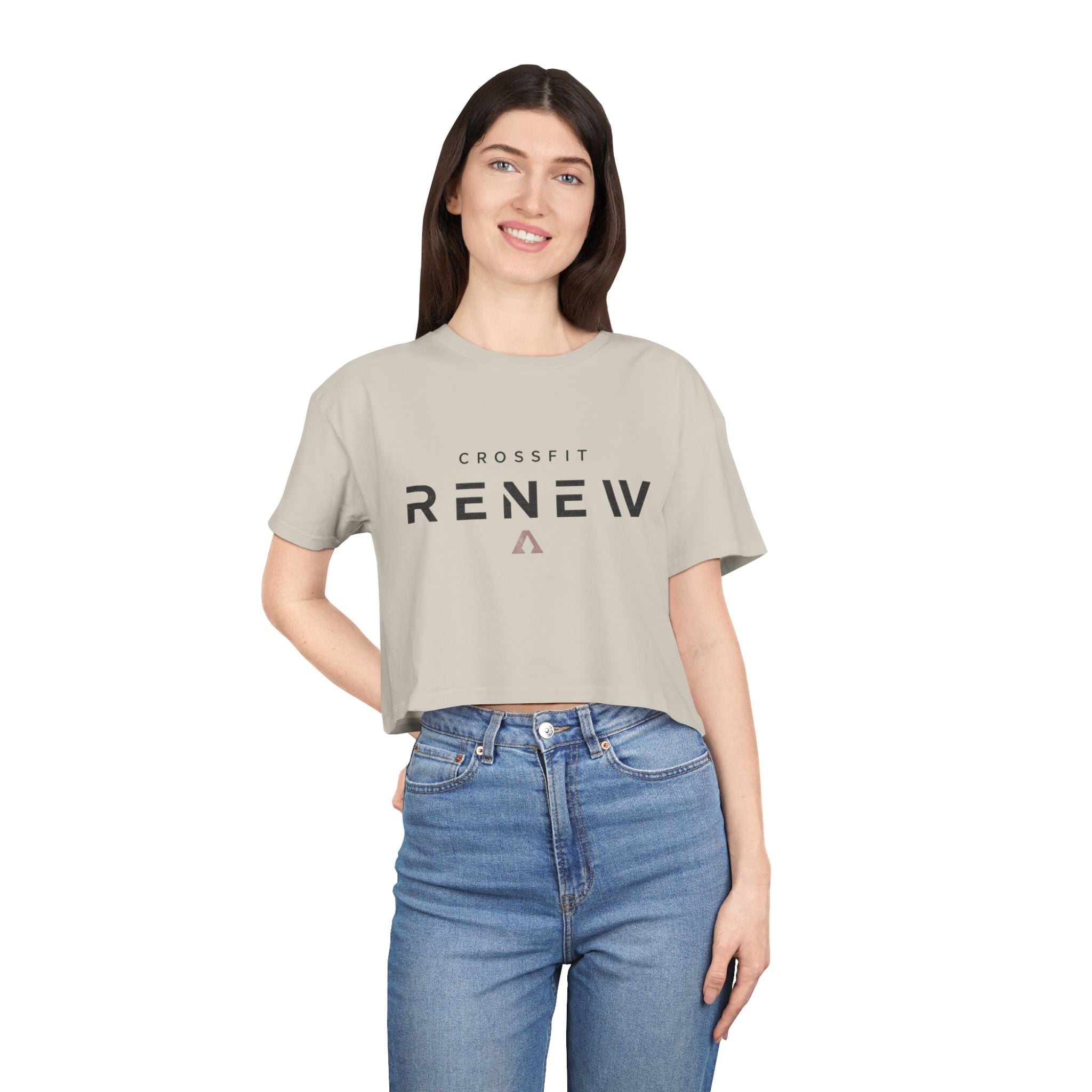 Built by Becky Women's Crop Tee — 'Renew' Logo Fitness Top